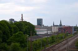Blick von der Brücke am Lohring Richtung Bochum-City (4)